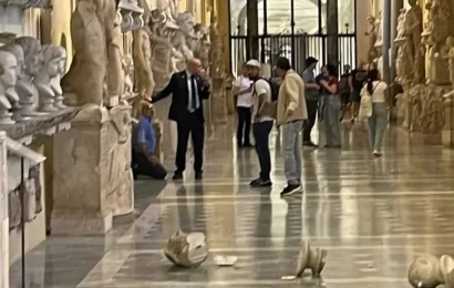 Le negaron ver al Papa y tiró al piso dos bustos de mármol