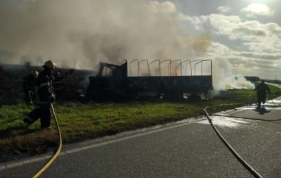 Accidente, tragedia e incendio de un camión en la Ruta 41
