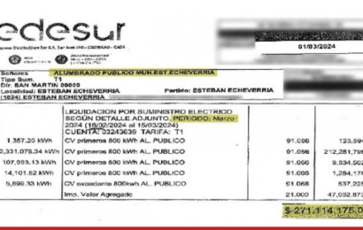 El municipio de Esteban Echeverría le llegó una factura de luz de $270 millones