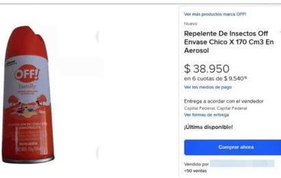 Los aerosoles del repelente ya se venden a casi $ 40.000 en la web