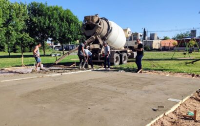 Avanzan la construcción del SUM de barrio Evita