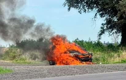 Un auto se incendió en la Ruta Provincial 31