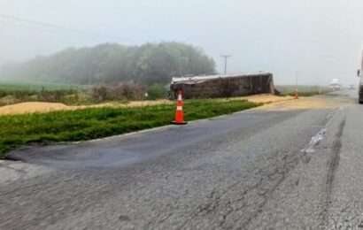 Otro accidente en la 188: Volcó camión cargado con cereal