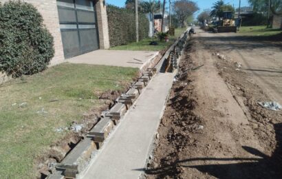 Siguen avanzando en la construcción del cordón cuneta en barrio La Loma